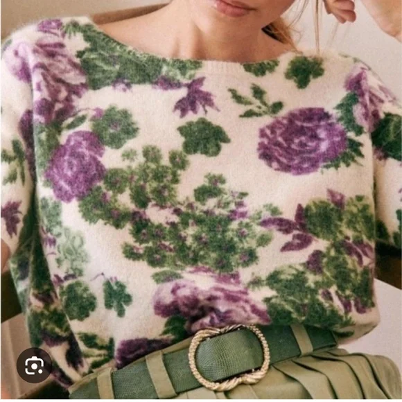 Sezane Adriana Jumper Fleurs Violettes - Size XS - Picture 2 of 2
